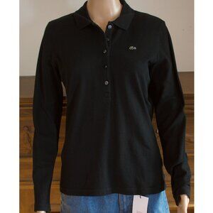 2009 Black Lacoste Long Sleeve Polo / Size EU 42 / US Large